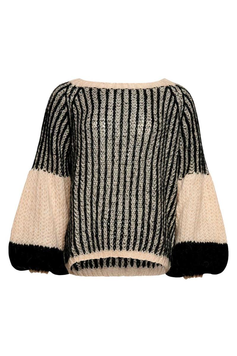 Strik   Liana Knit Sweater   Cream Black fra Noella