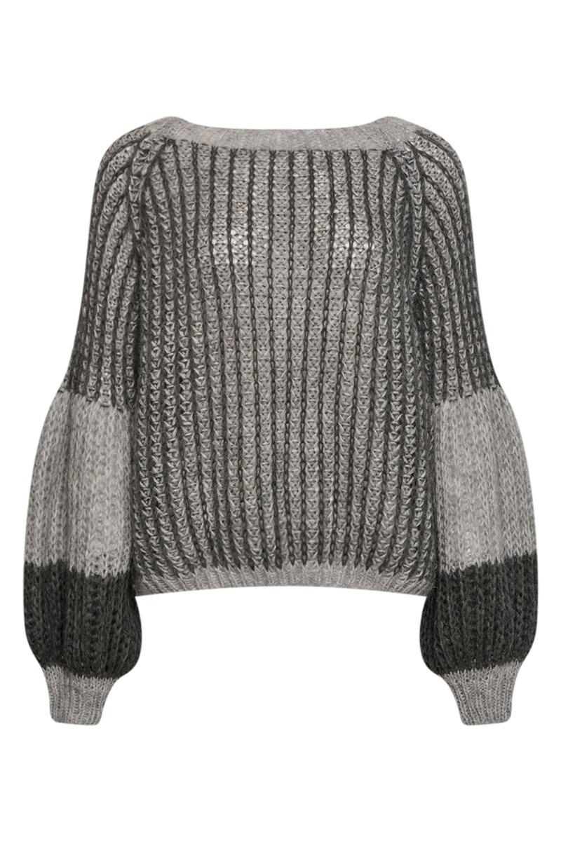 Strik   Liana Knit Sweater   Grey Melange Mix fra Noella