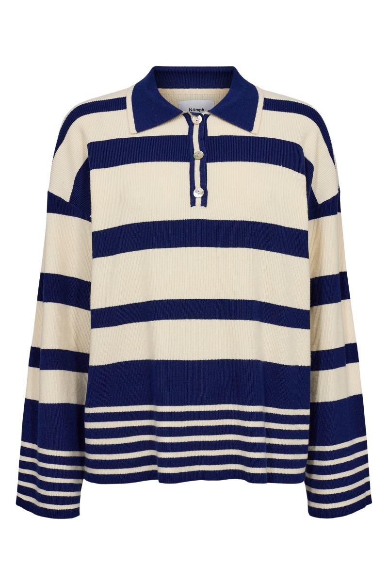 Strik   Numonique Two Stripe Pullover   Blueprint fra Nümph
