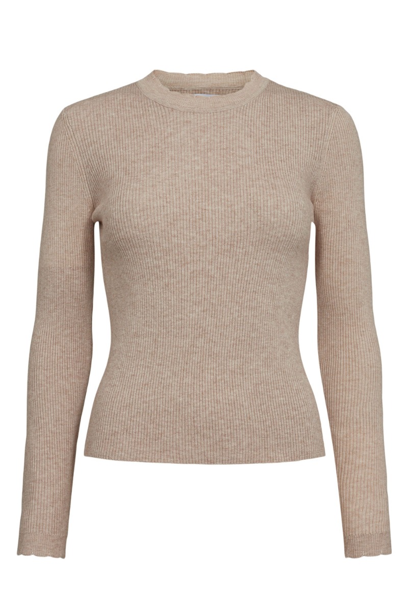 Bluse   Nuroa O Neck Pullover   Sesame Melange fra Nümph