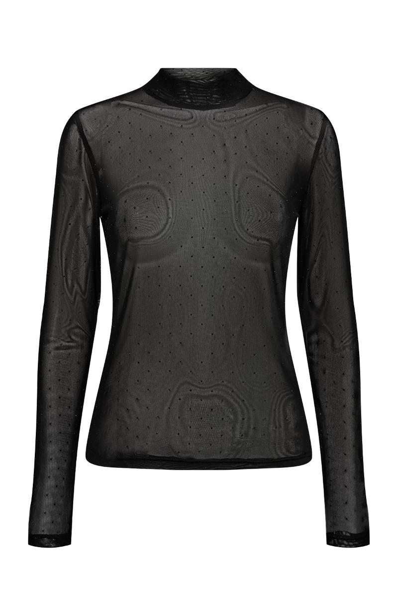 Bluse   Nusatty Mesh Blouse   Caviar fra Nümph