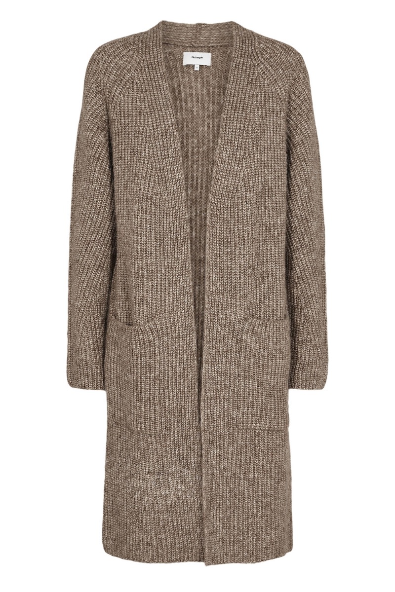 Strik   Nuzindi Long Cardigan   Fossil Melange fra Nümph