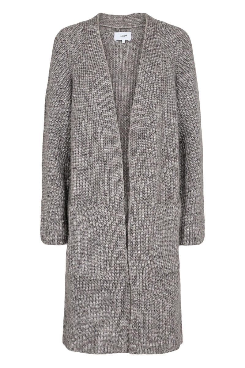 Strik   Nuzindi Long Cardigan   Storm Front Melange fra Nümph