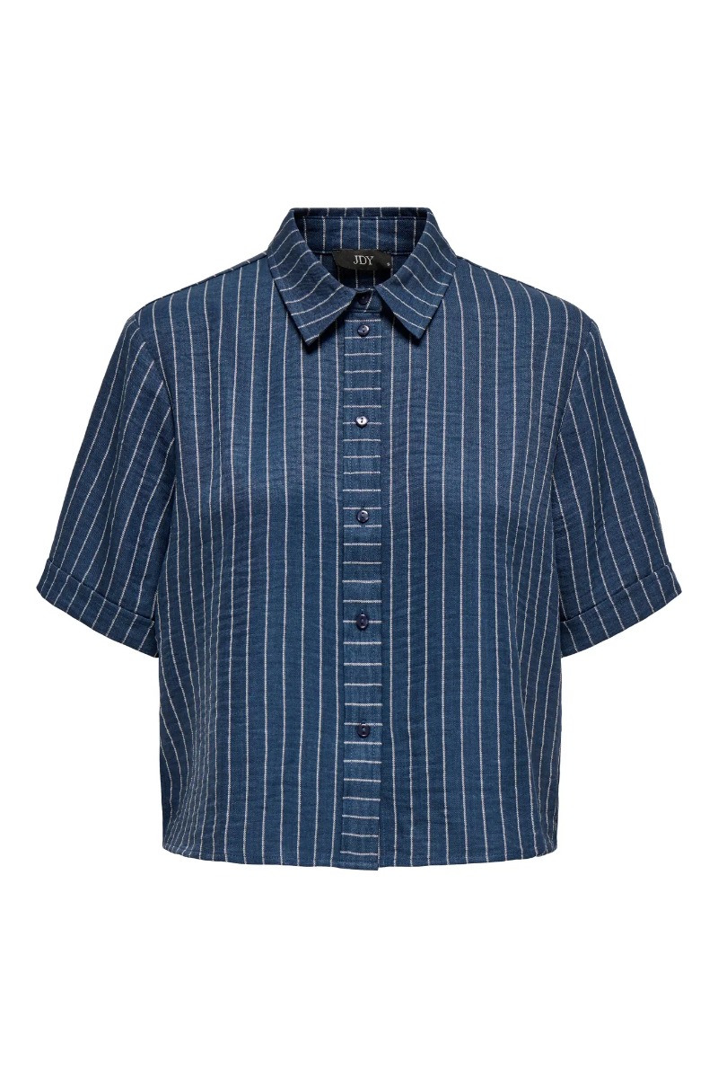 Skjorte   Power S S Short Shirt   Insignia Blue Cloud Dancer fra Jdy