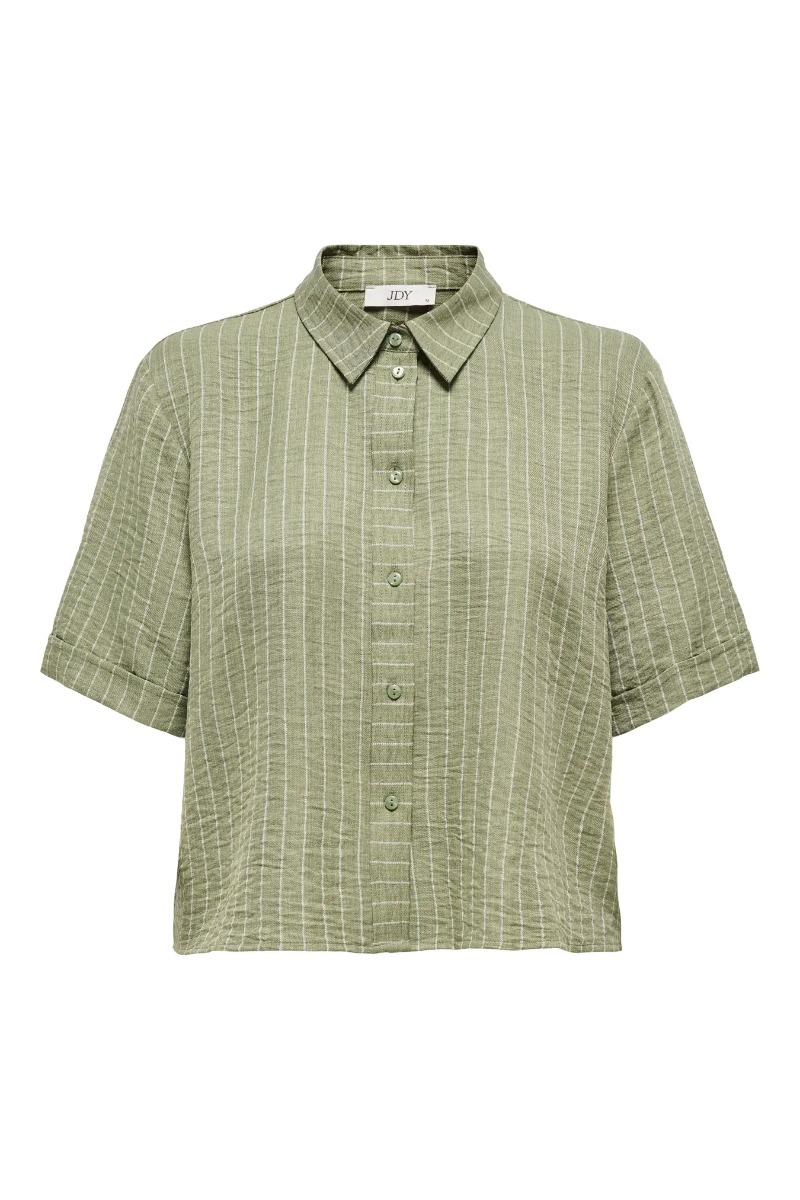 Skjorte   Power S S Short Shirt   Deep Lichen Green Cloud Dancer fra Jdy