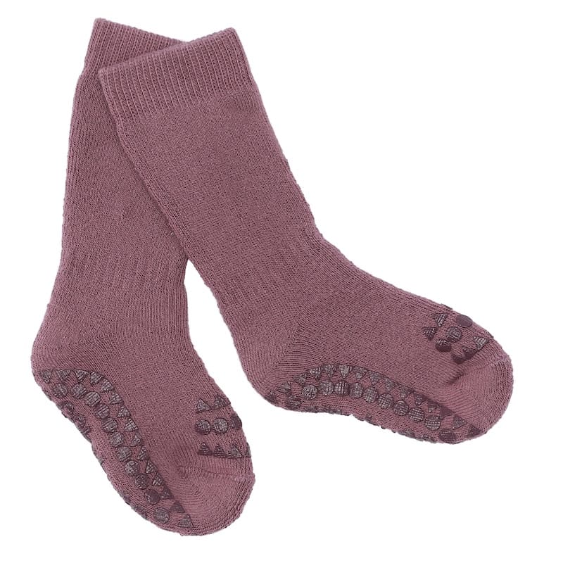 Skridsikre Strømper Tyk Bomuld   Misty Plum   6 12 Mdr. fra Gobabygo