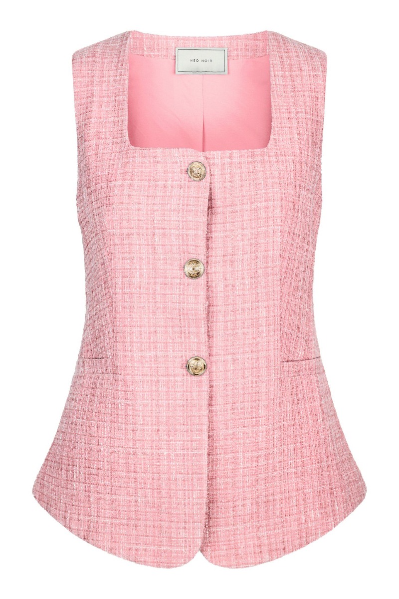 Vest   Perni Glitz Boucle Waistcoat   Light Pink fra Neo Noir