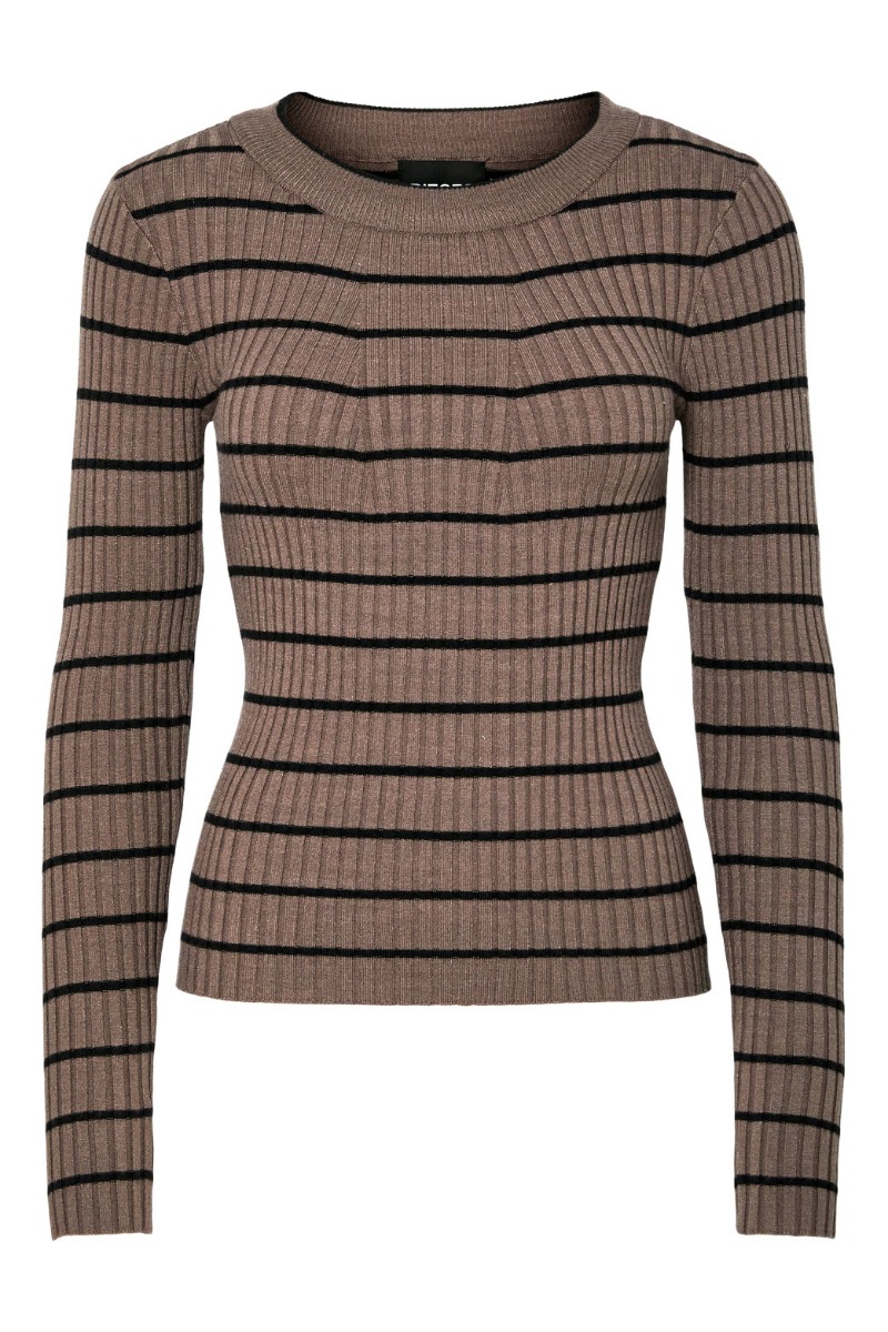 Bluse   Pc Crista Ls O Neck Knit Noos Bc   Morel fra Pieces