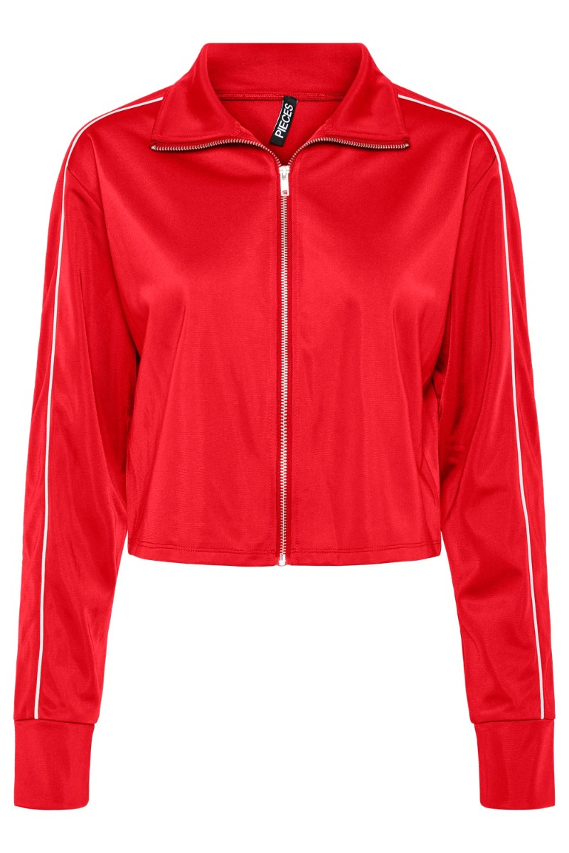 Bluse   Pc Grace Ls Zip Jacket   High Risk Red fra Pieces
