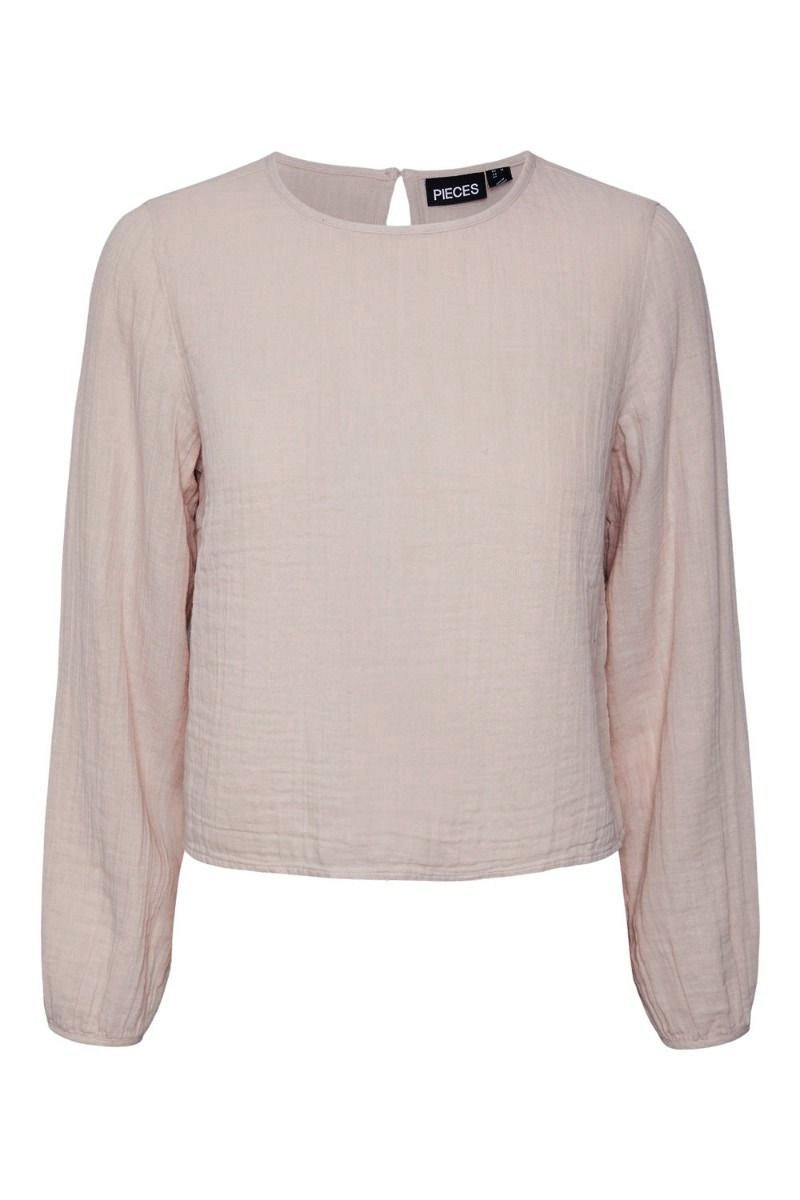 Bluse   Pc Mastina Ls Crop Top   Silver Gray fra Pieces