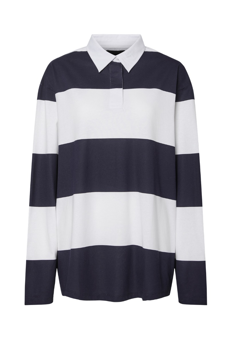 Bluse Pc Frida Ls Oversize Polo Au24 Maritime Blue fra Pieces