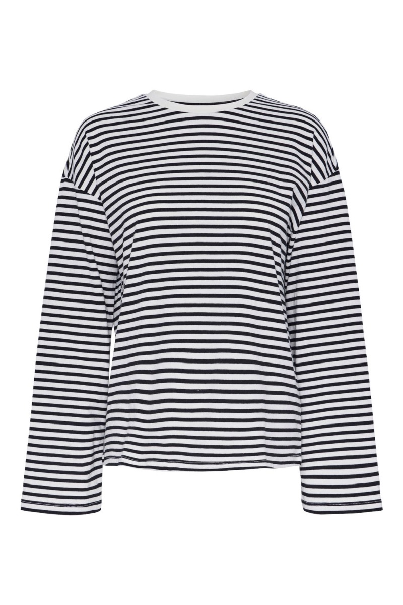 Bluse Pc Sadie Ls Top Cloud Dancer Black fra Pieces