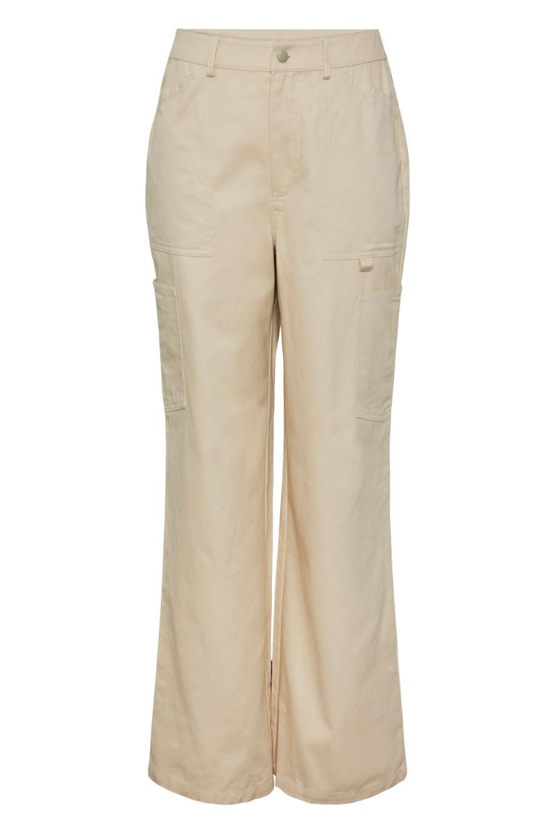 Bukser   Pc Ofelia Hw Wide Cargo Pants   White Pepper fra Pieces