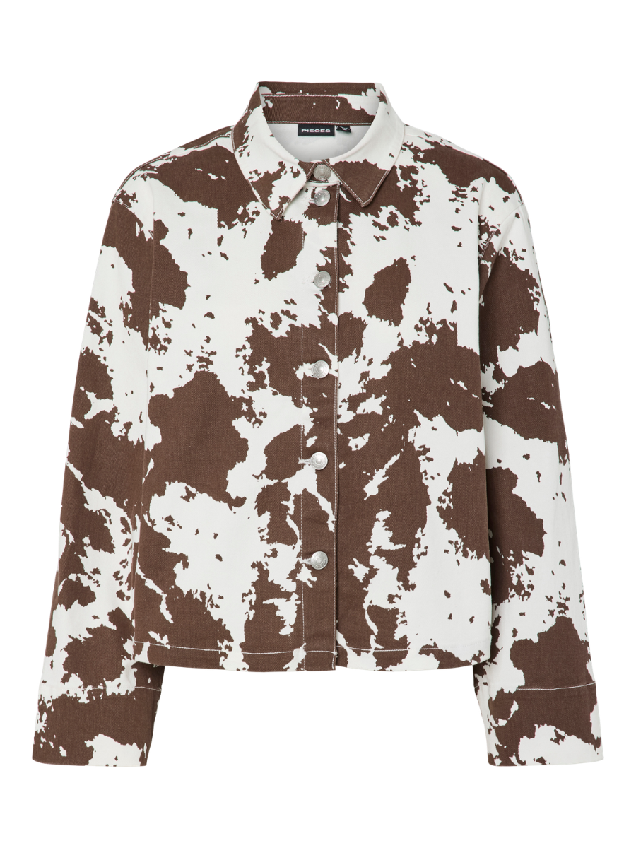 Jakke   Pc Famina Ls Denim Jacket   Bright White Cow fra Pieces