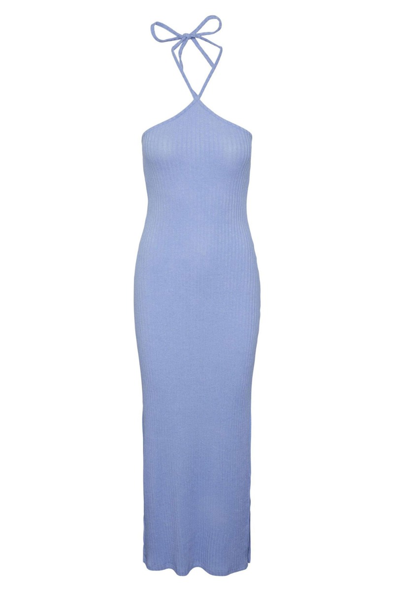Kjole   Pc Alicia Sl Long Halter Neck Dress   Hydrangea fra Pieces
