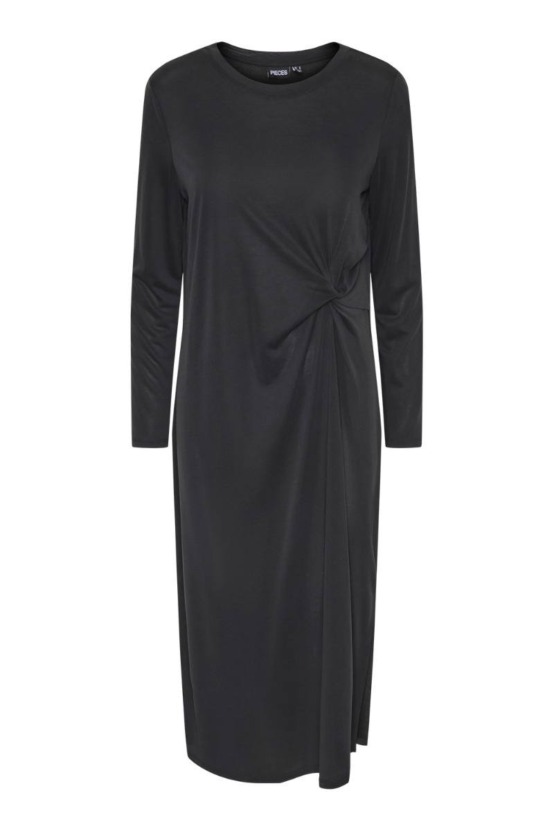 Kjole   Pc Anora Ls Midi Knot Dress   Black fra Pieces