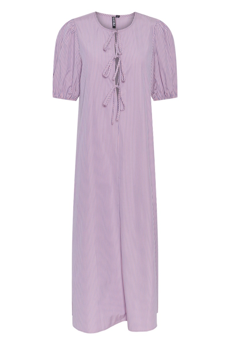 Kjole   Pc Holly 2 4 O Neck Tie Ankle Dress   Hydrangea Pirouette fra Pieces