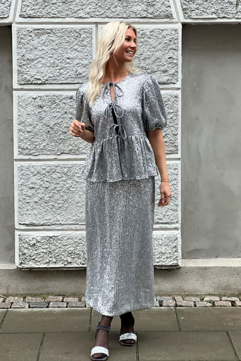Nederdel   Pc Niri Hw Ankle Skirt   Silver fra Pieces
