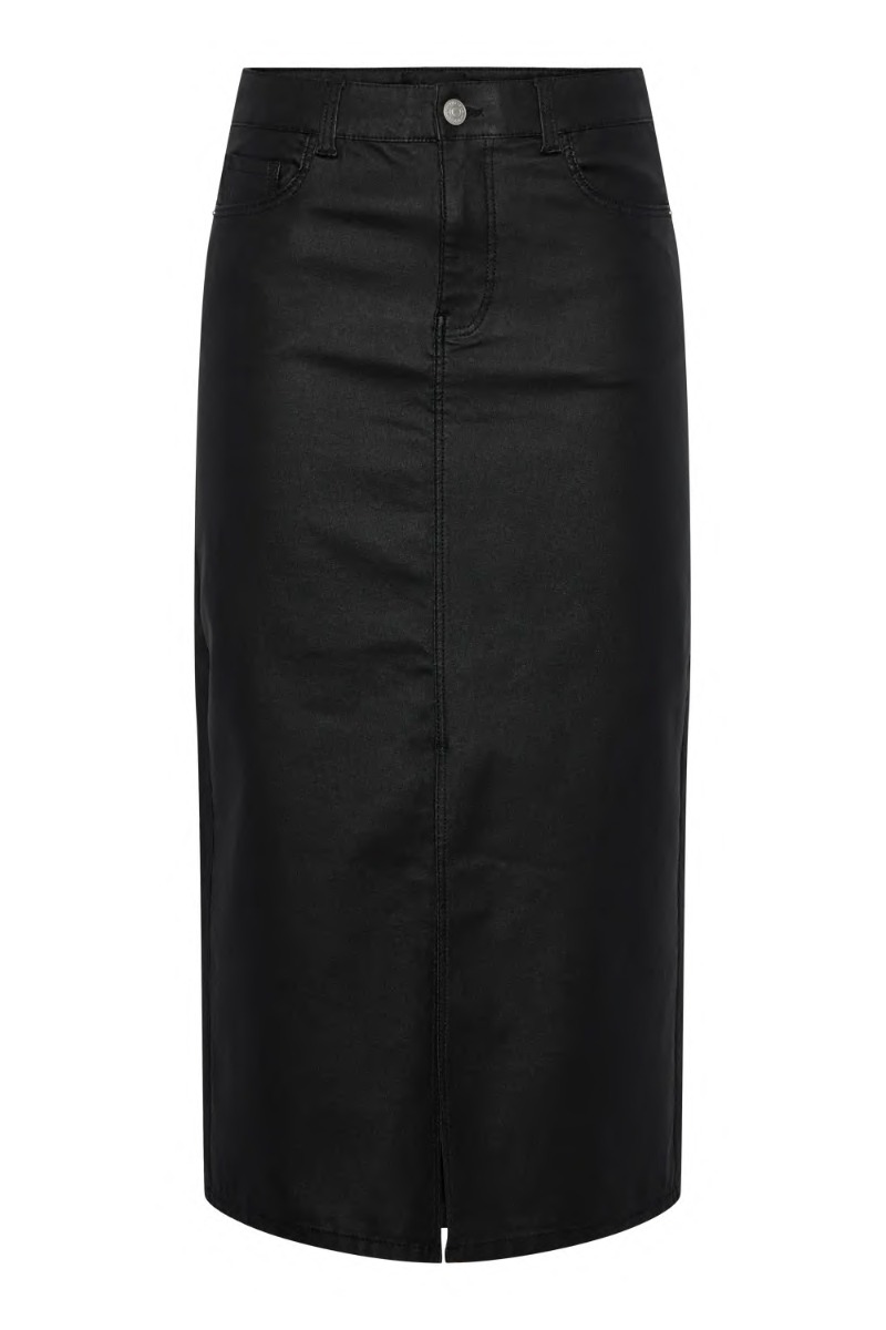Nederdel   Pc Paro Mw Coated Long Skirt   Black fra Pieces