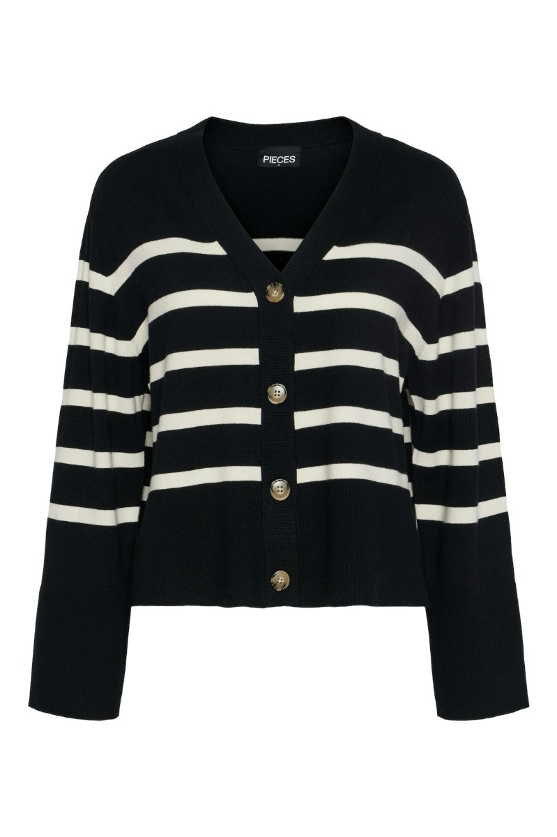 Cardigan   Pc Sia Ls Cardigan   Black White fra Pieces