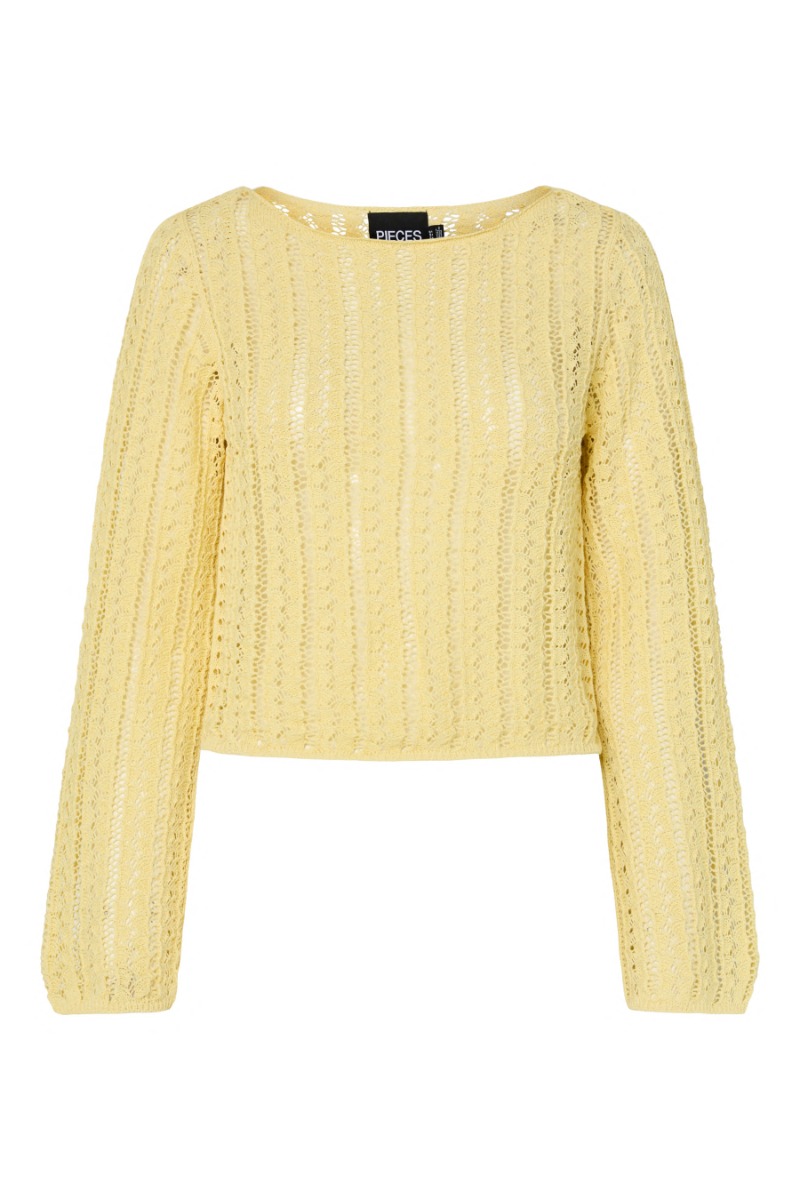 Strik   Siri Short Boatneck Knit   Pale Banana fra Pieces