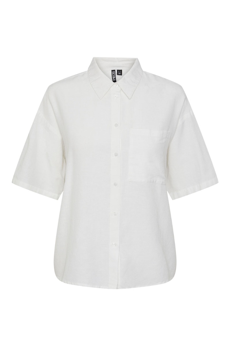 Skjorte   Pc Milano Ss Shirt   Bright White fra Pieces