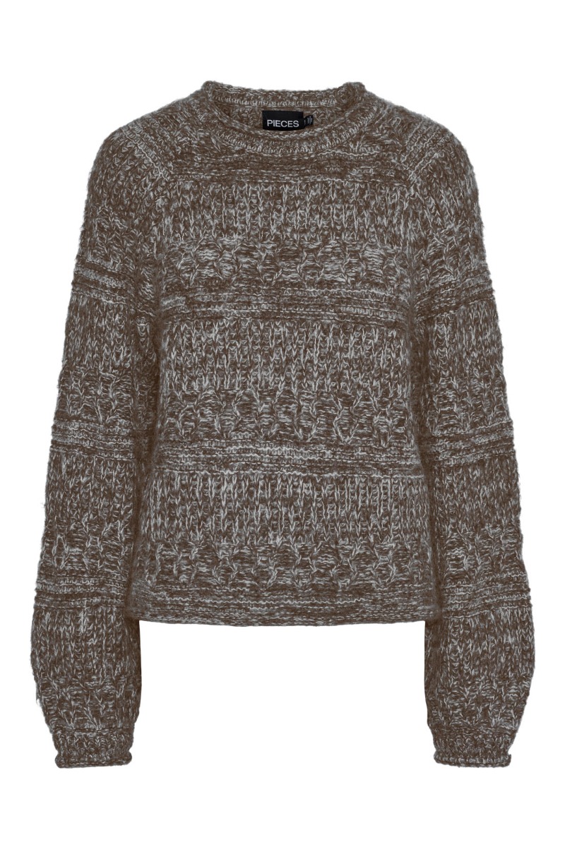 Strik   Pc Nuella Ls O Neck Knit Bc   Morel fra Pieces