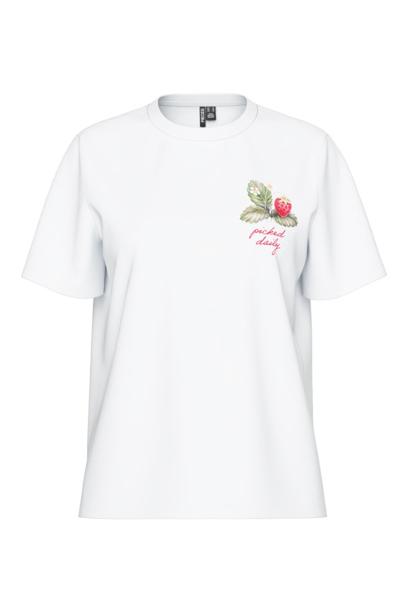 T Shirt   Summer Printed T Shirt   Bright White Farmers Market fra Pieces