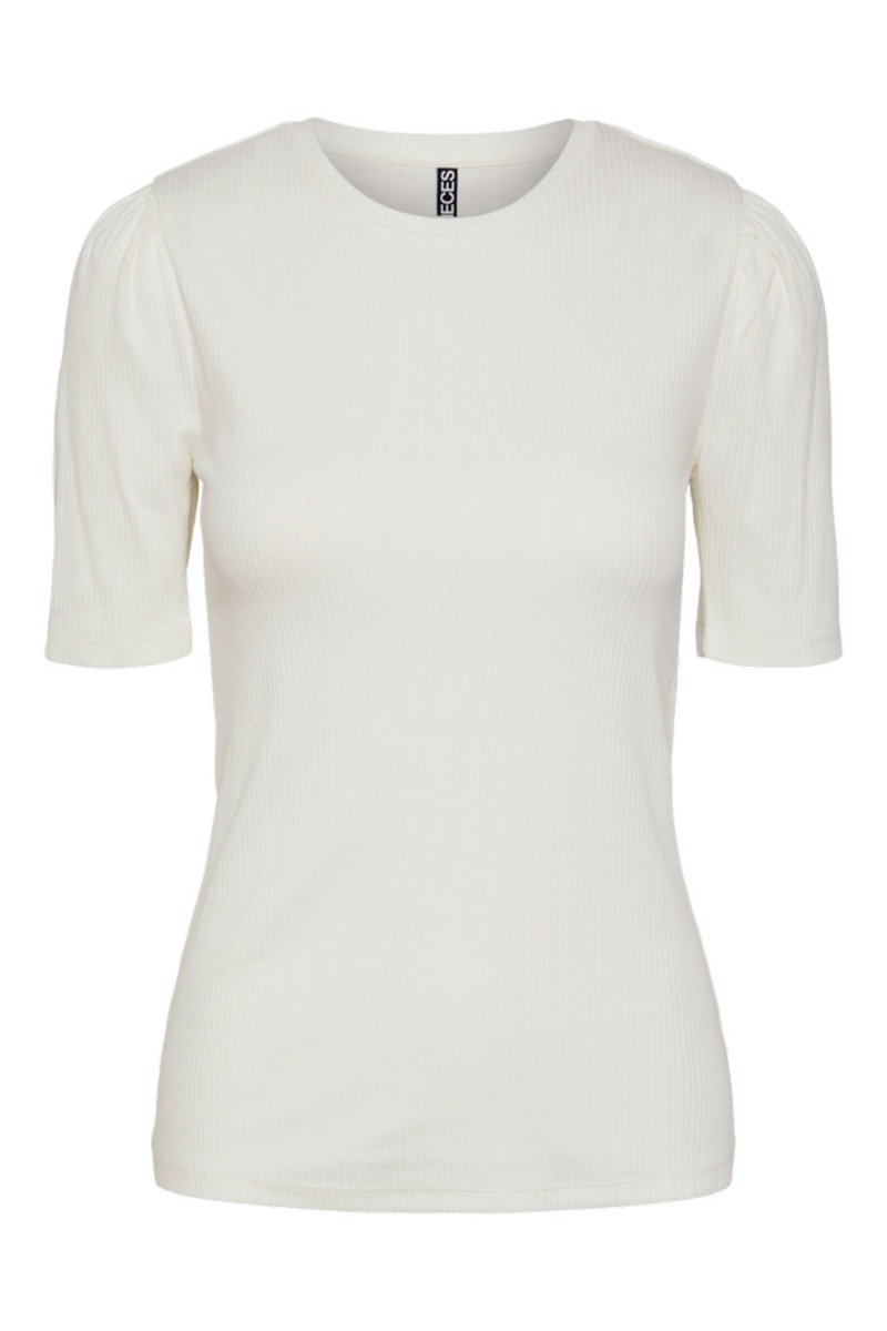 T Shirt   Pc Ruka Ss Puff Top   Cloud Dancer fra Pieces