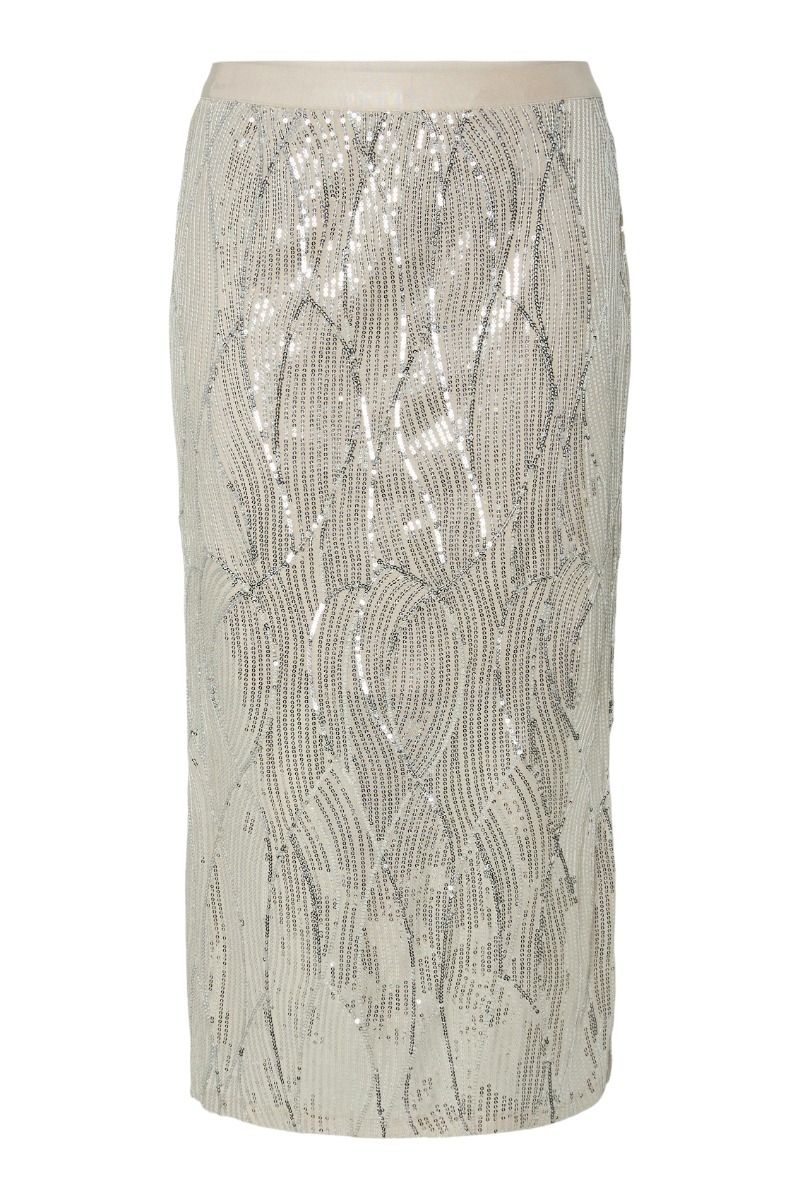 Nederdel   Tasha Hw Midi Skirt   Silver Gray fra Pieces