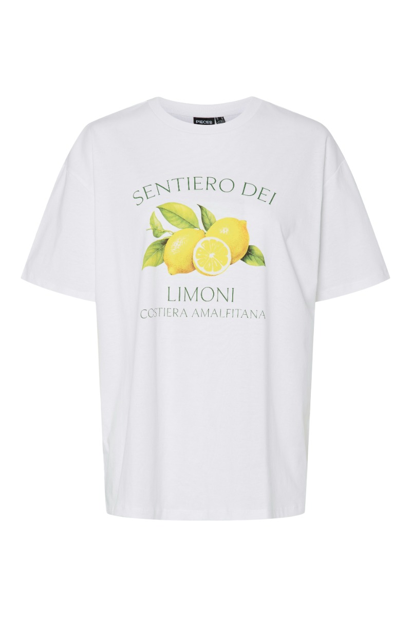 T Shirt   Thea Ss Printed T Shirt   Bright White fra Pieces