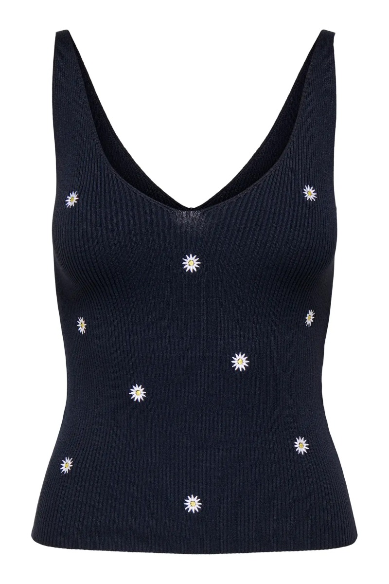 Top   Nanna S L Embroidery Top   Sky Captain Daisy Embroidery fra Jdy