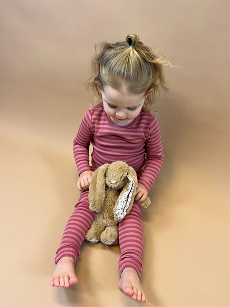 Stribet Rib Bluse Rabarber Rosa & Baby Lyserød fra Birkholm