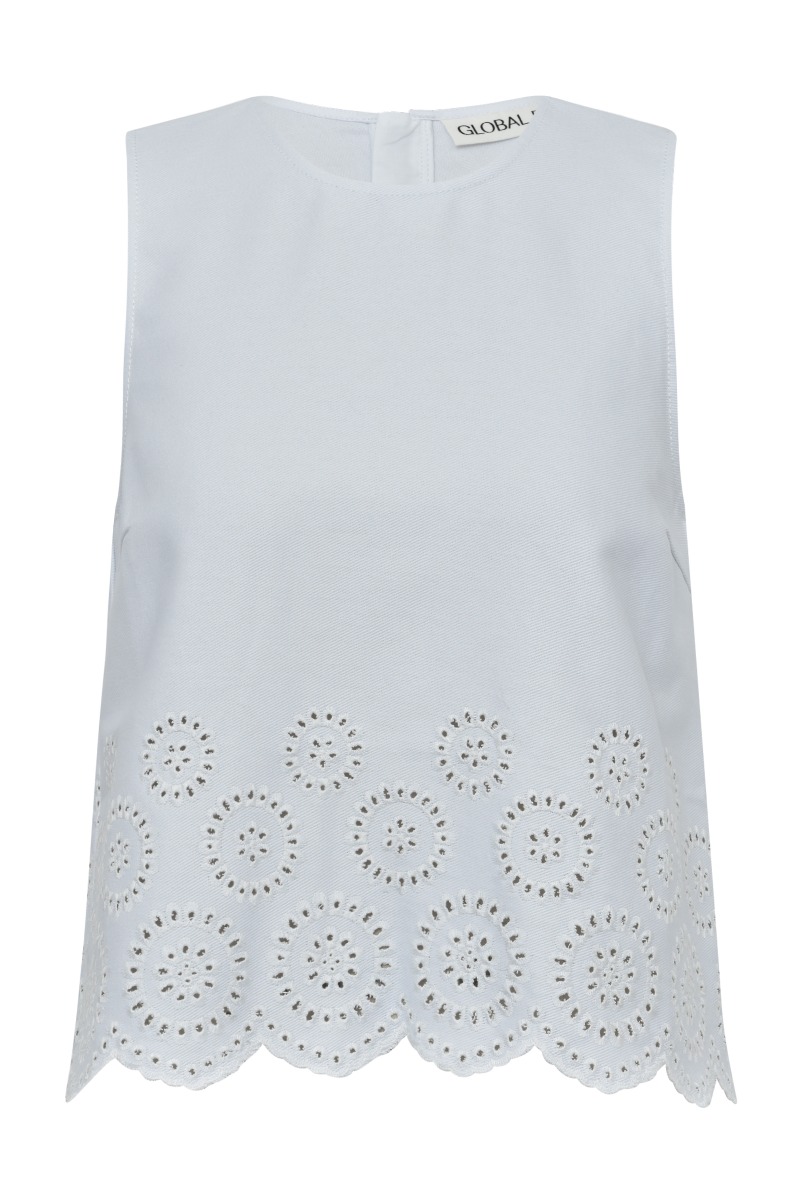 Top   Rihne Scallop G   White fra Global Funk