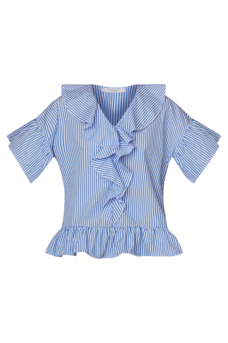 Bluse   Catey T   L. Blue White fra Sisters Point