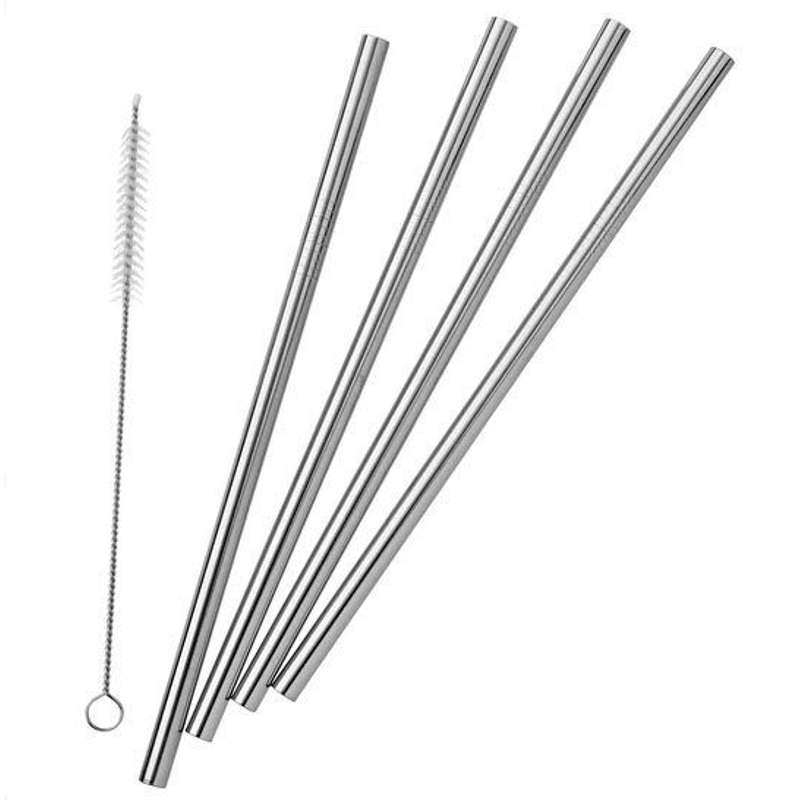 Steelstraw Stålsugerør M. Børste   4 Pak   Lige   22 Cm. 8mm. fra Pulito