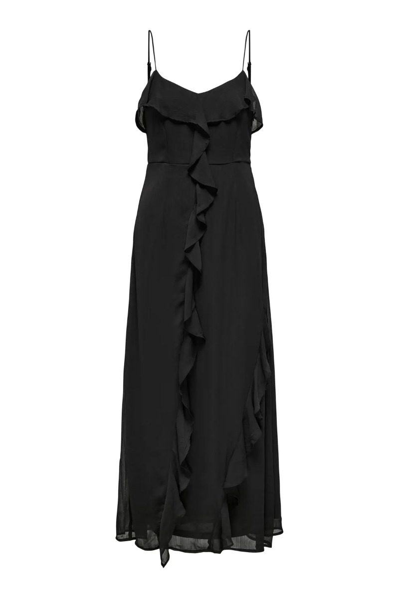 Kjole   Belle S L Frill Maxi Dress   Black fra Jdy