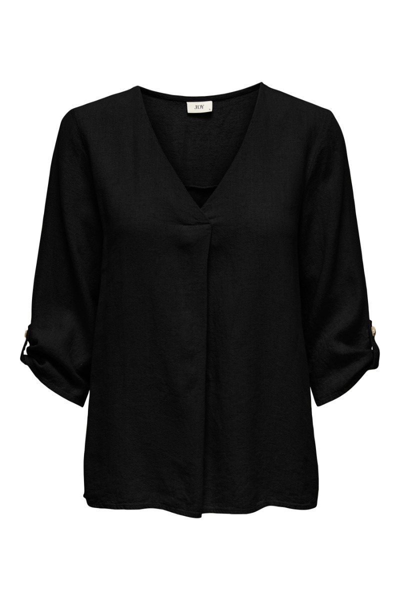 Top  Say 3 4 Linen V Neck Top   Black fra Jdy