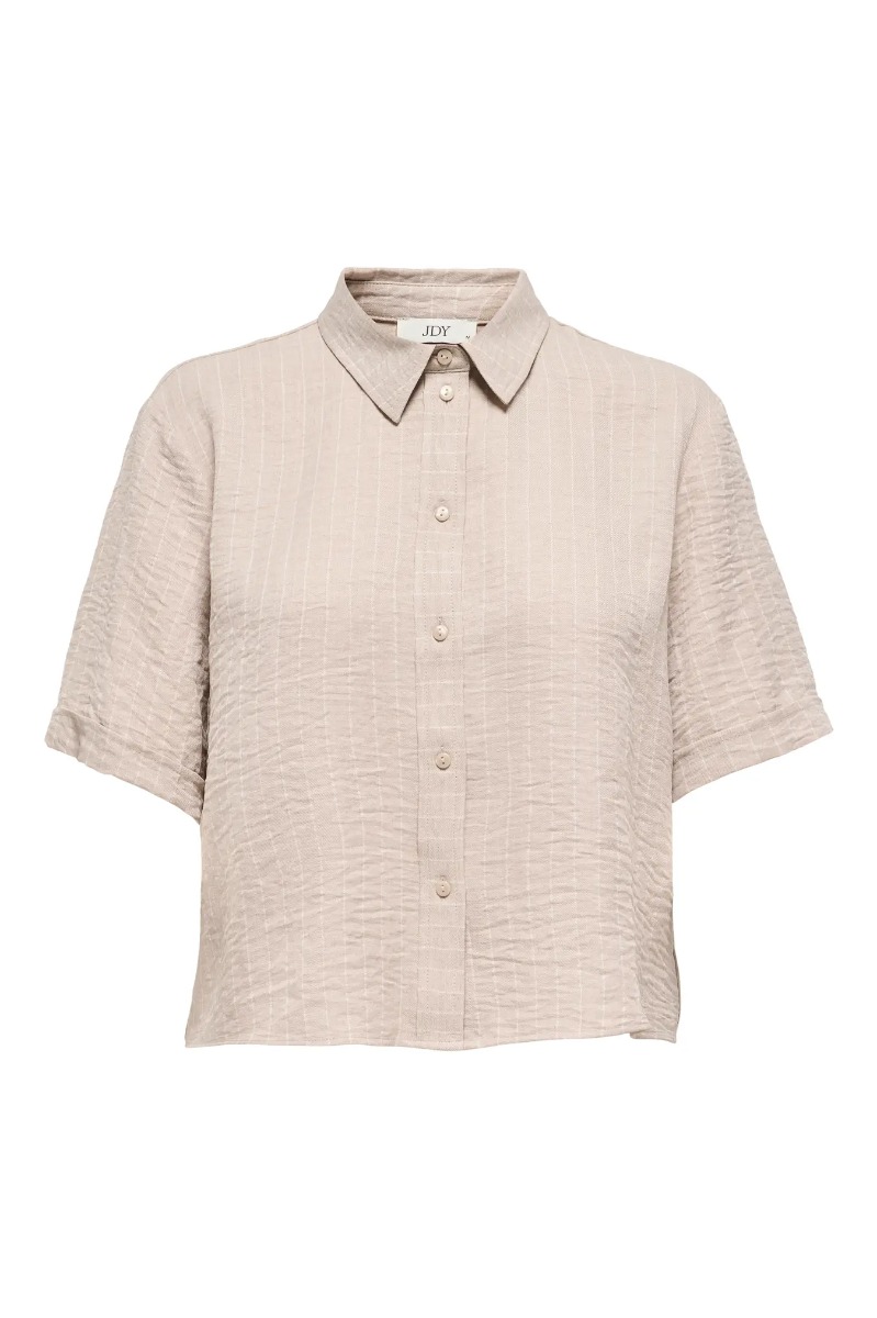 Skjorte   Power S S Short Shirt  Oxford Tan Cloud Dancer fra Jdy