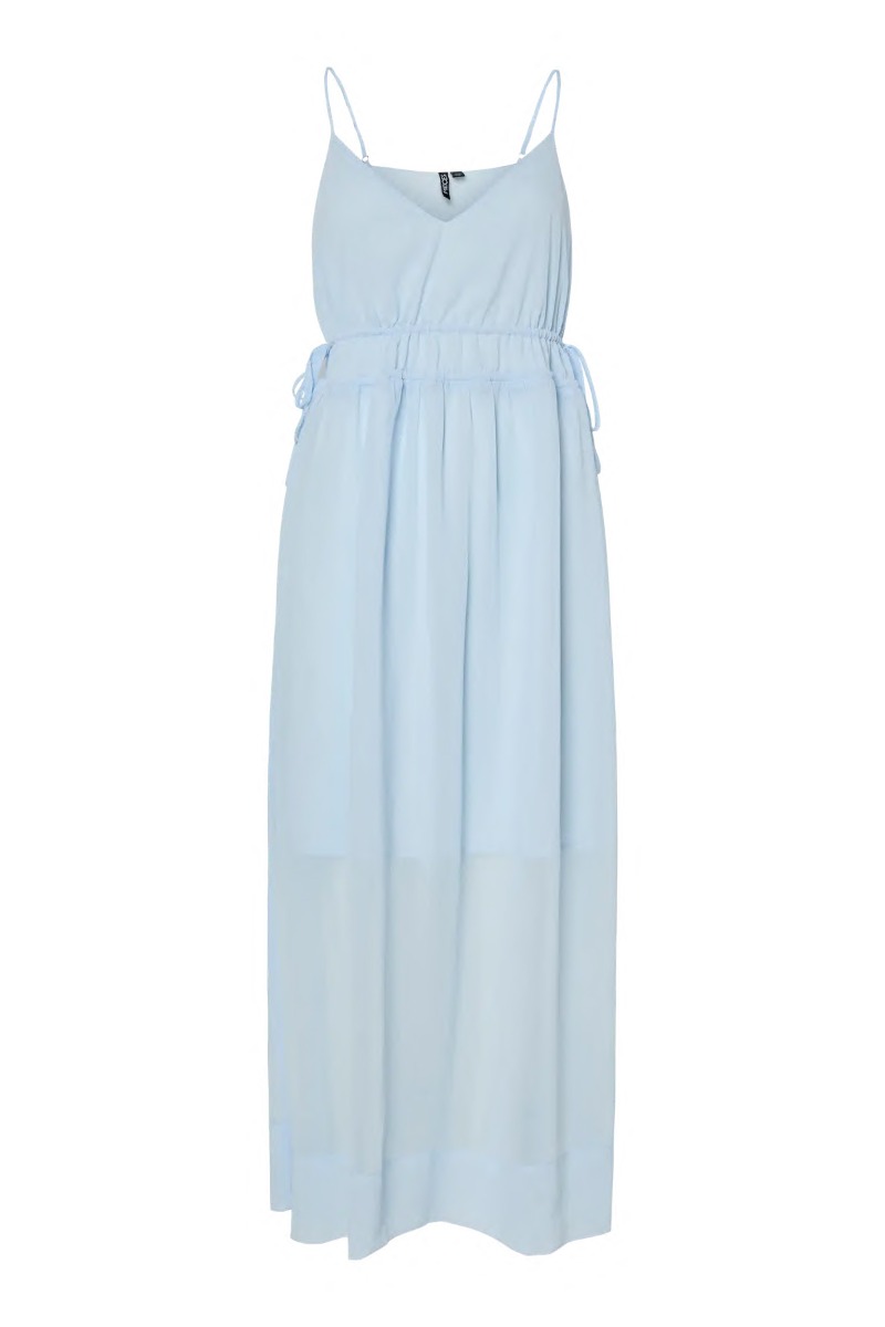 Kjole   Fae Sl V Neck Ankle Dress   Cashmere Blue (levering Slut April) fra Pieces