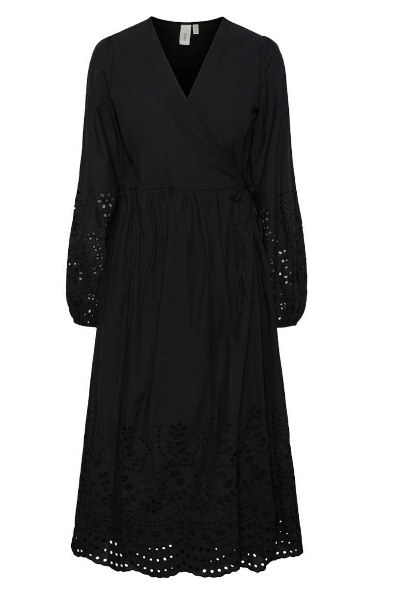 Y.a.s   Kjole     Luma Ls Long Wrap Dress S. Noss   Black fra Yas