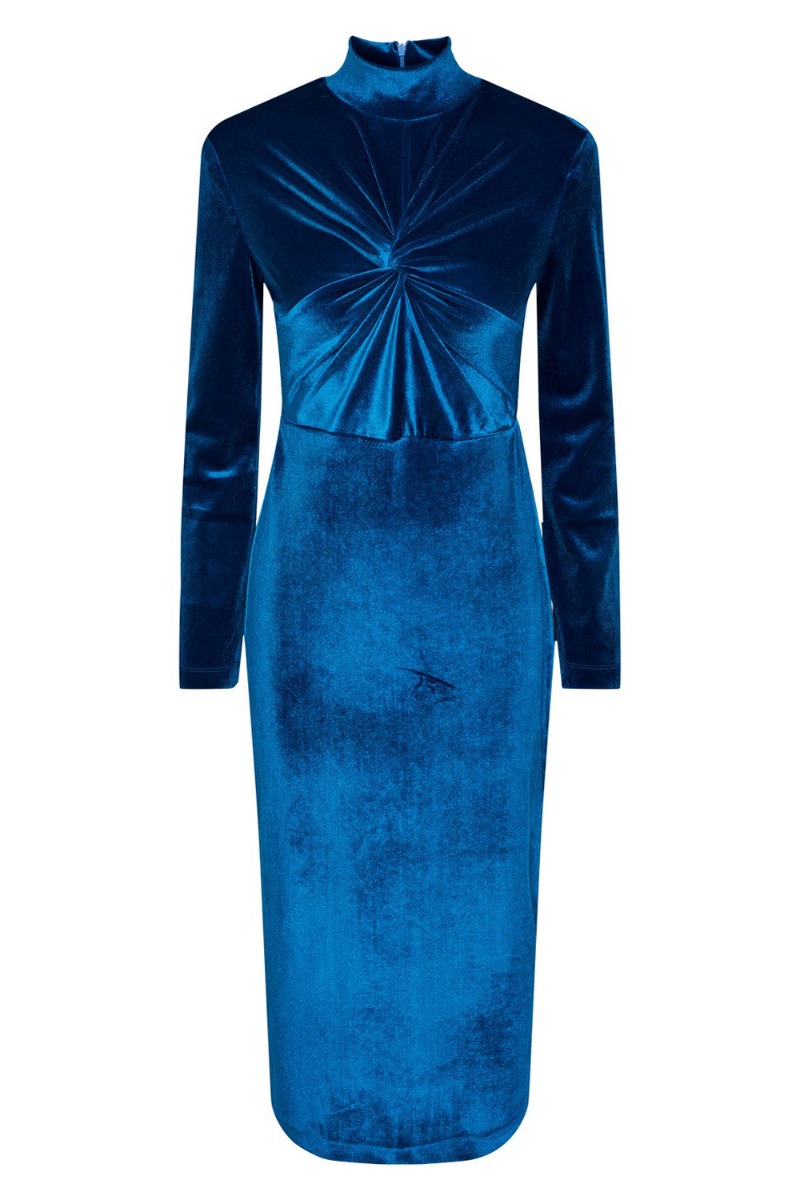 Y.a.s   Kjole     Novella High Neck Ls Midi Dress   Mykonos Blue fra Yas