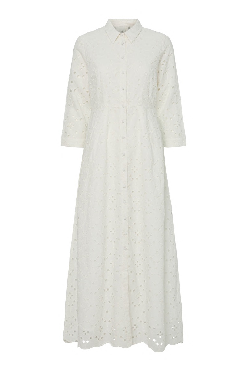 Y.a.s   Kjole   Savanno Long Shirt Dress   Star White (levering Slut April) fra Yas
