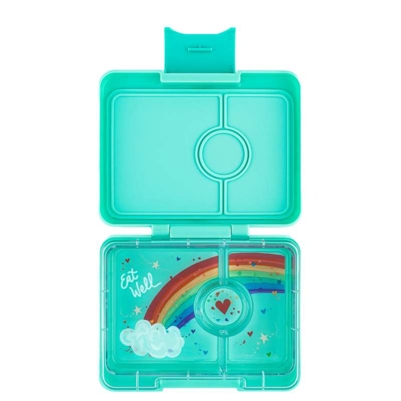 Madkasse   Minisnack   3 Rum   Miami Aqua Rainbow fra Yumbox