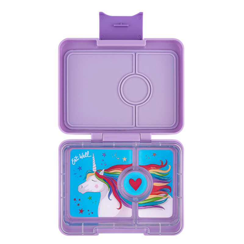 Madkasse   Minisnack   3 Rum   Lavender Purple Unicorn fra Yumbox