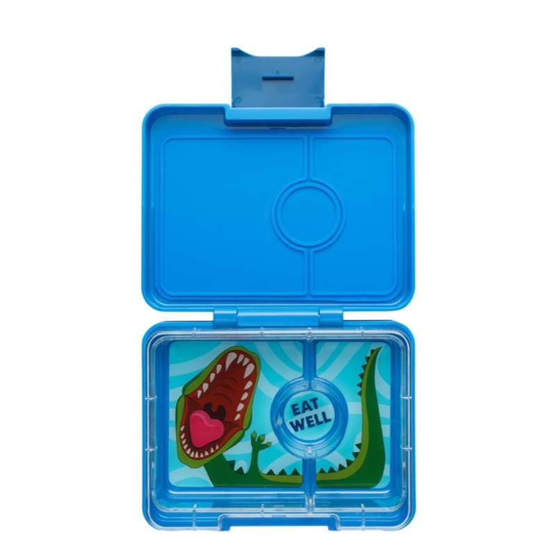 Madkasse   Minisnack   3 Rum   Surf Blue Dinosaur fra Yumbox
