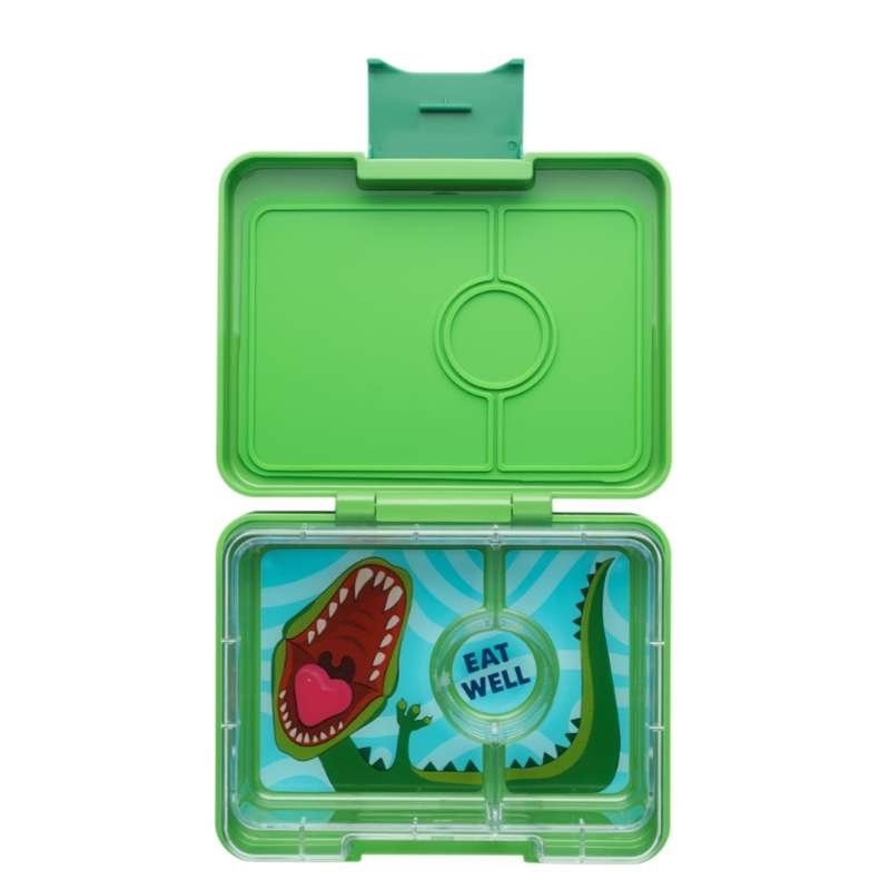 Madkasse   Minisnack   3 Rum   Jurassic Green Dinosaur fra Yumbox